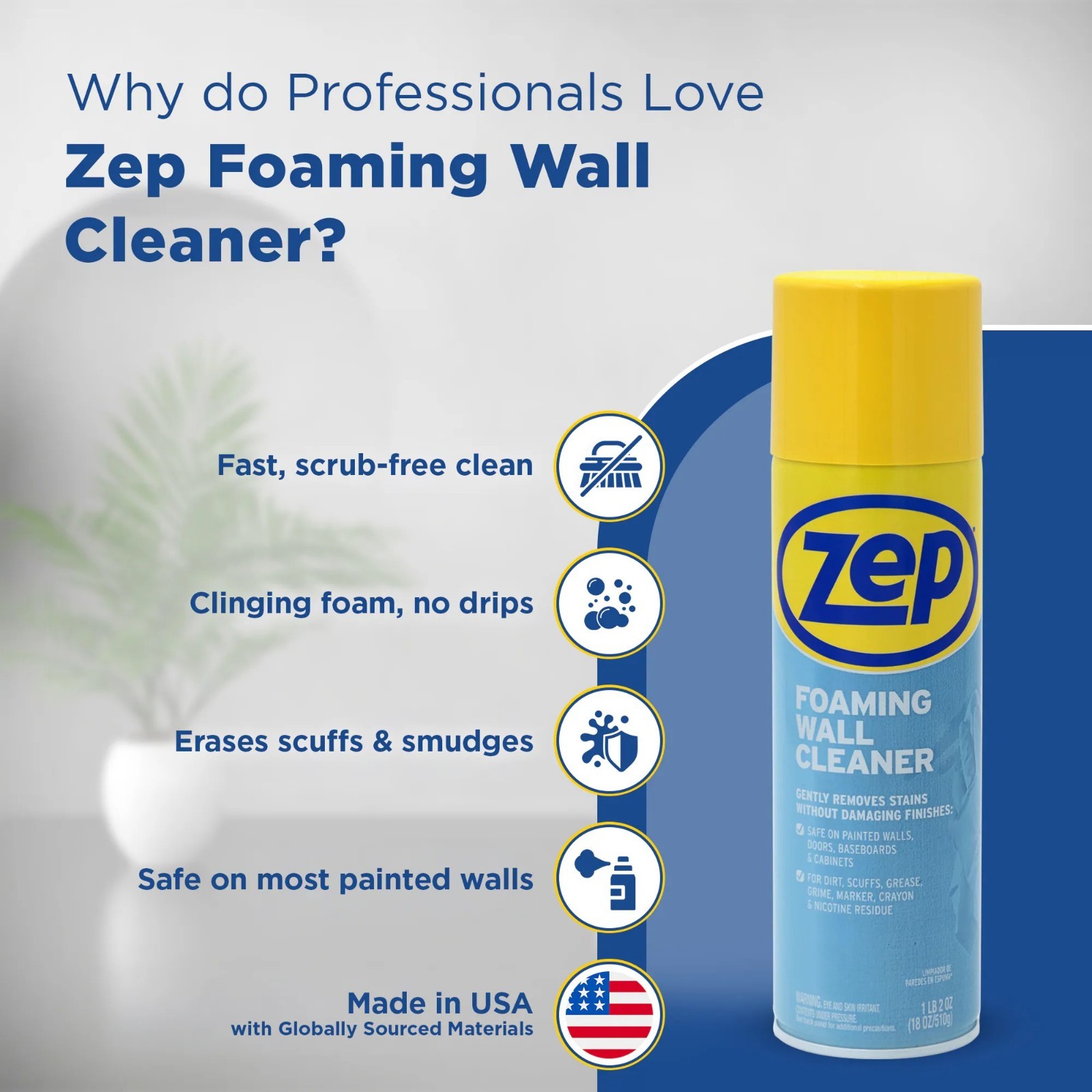 Zep Foaming Wall Cleaner 18 -fl oz Non-Scented Foam All-Purpose Cleaner