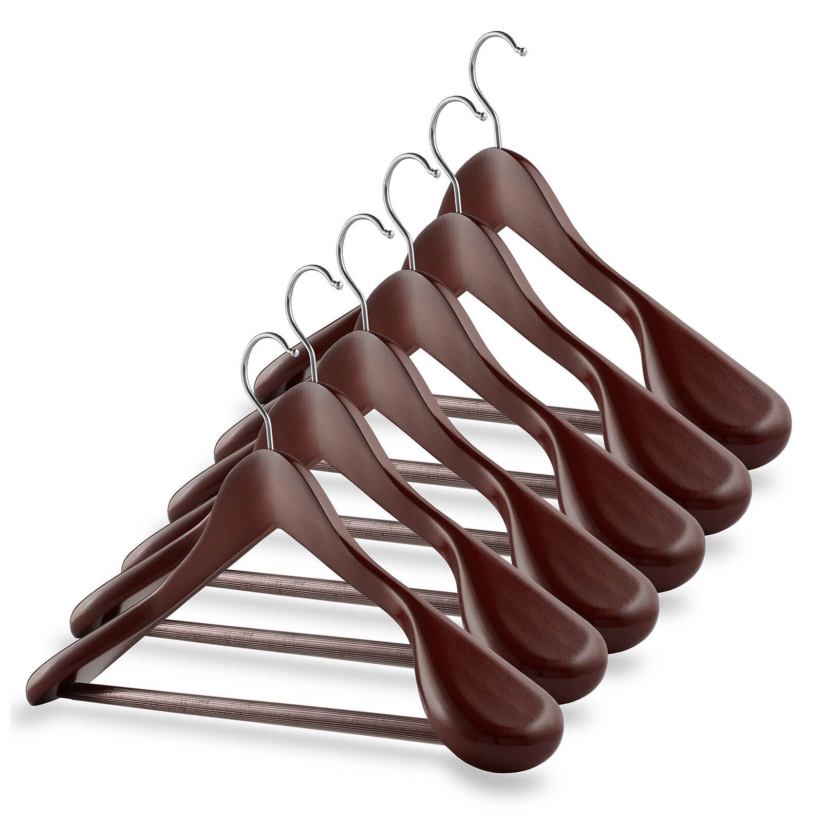 6 Wide Shoulder Wood Suit Hangers – Cherry