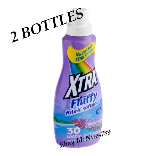 (●’◡’●) 2 Pack- XTRA Tropical Passion Nice N Fluffy Fabric Softener 25 Fl. Oz