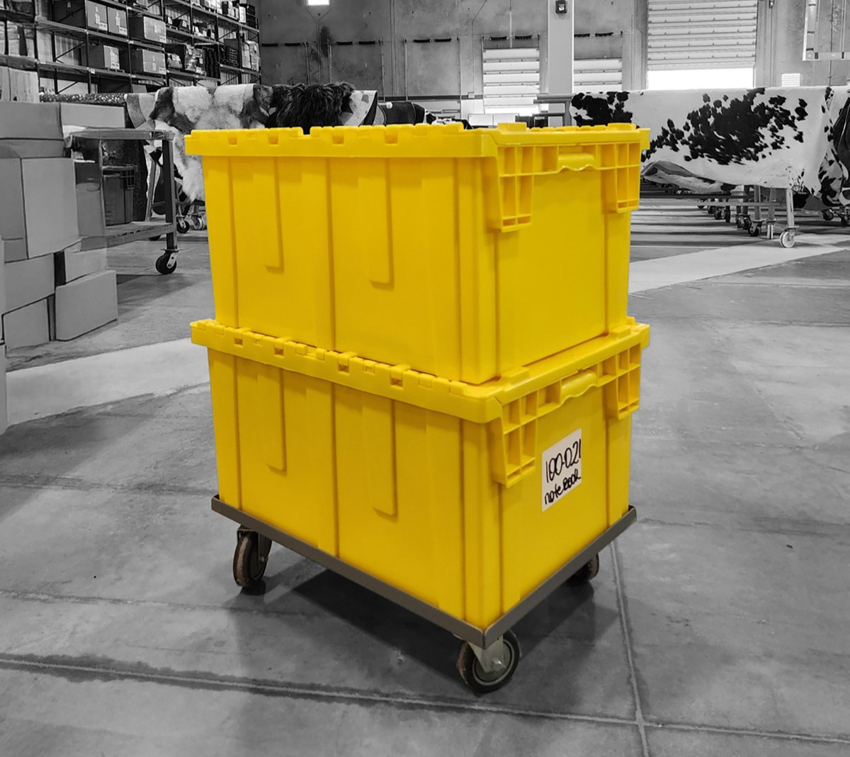 Durable Industrial Storage Tote Container Bin – Assorted Colors – 26 x 19 x 14″