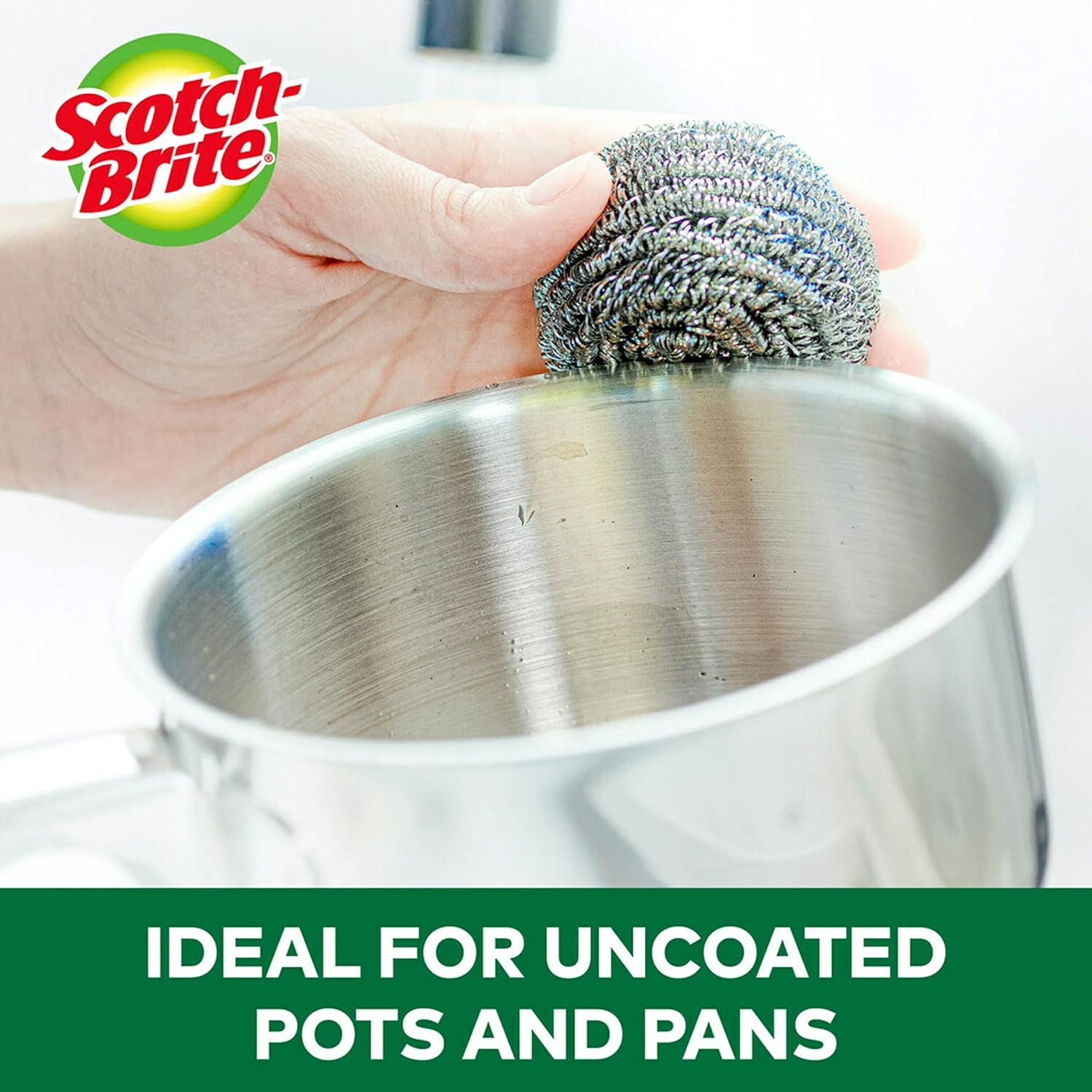 Stainless Steel Scrubbers, Durable, Ideal for Uncoated Cookware, 16 Scrubbers