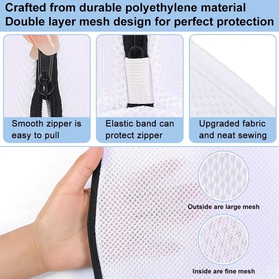 1 pc Shoe Washing Bag Mesh Laundry Storage Organizer with Zipper NEW