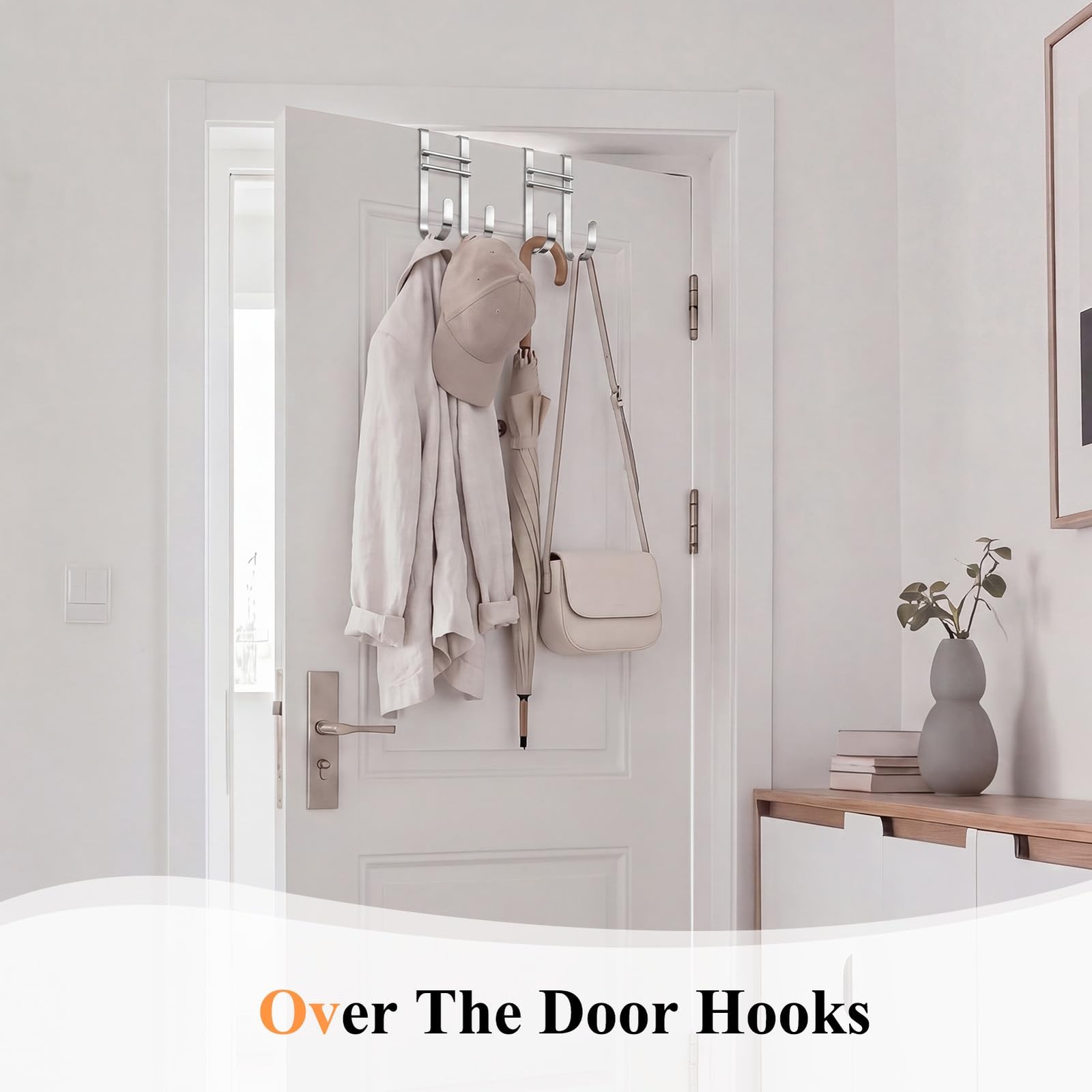Over the Door Hooks, No Assembly Required 2 PCS Double Hanger Heavy Duty Meta…