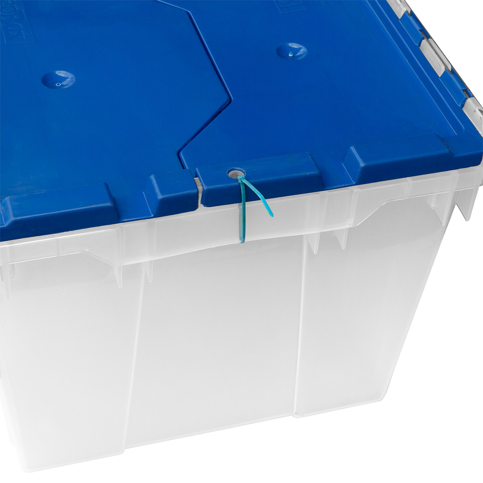 Akro-Mils KeepBox 12 Gal Plastic Storage Bin, Stackable Tote w/ Lid, Clear/Blue
