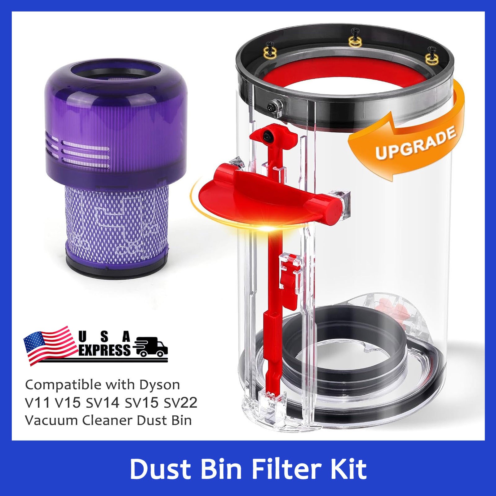 Upgraded Canister+Vacuum Cleaner Dust Bin Replace for Dyson V11 V15 SV14 SV15