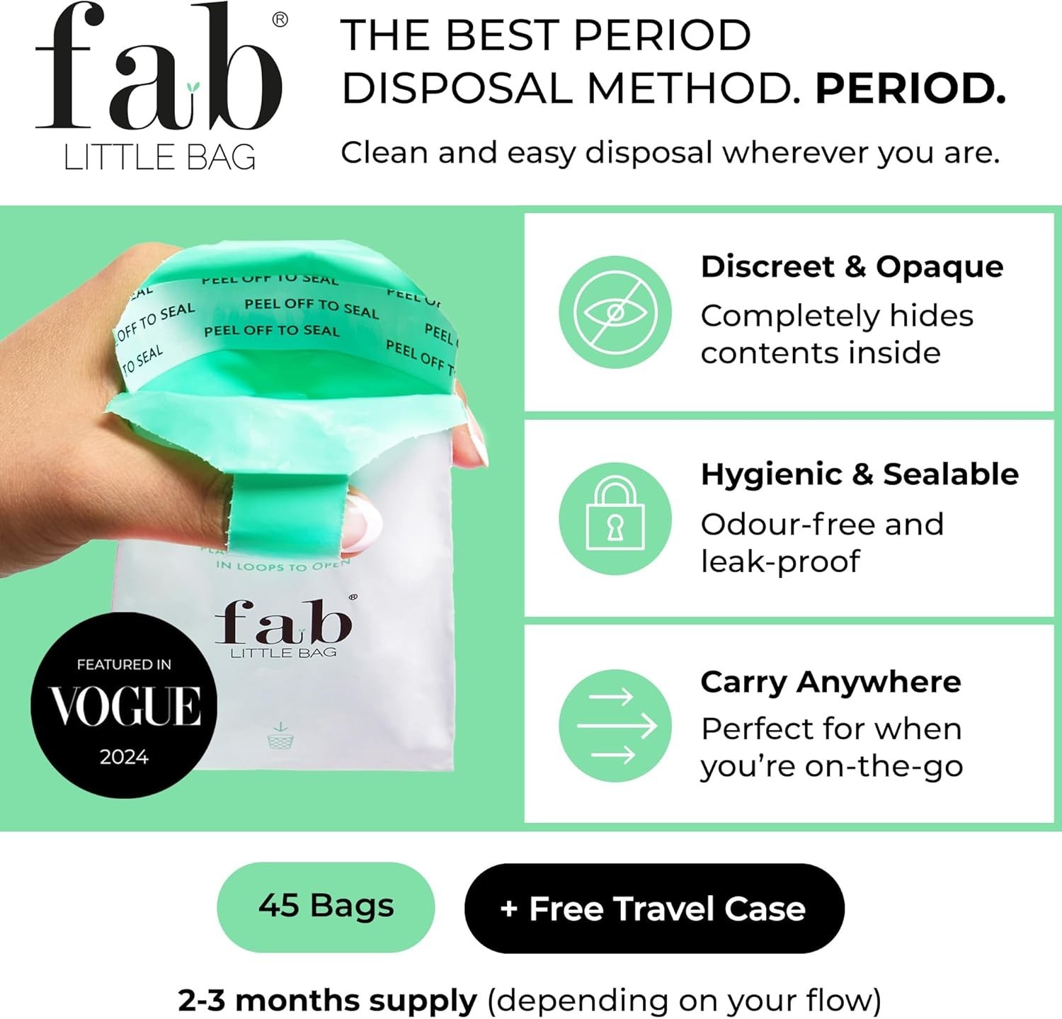 Starter Plus Pack – 45 Sanitary Disposal Bags Plus Recyclable Refill Pack for…