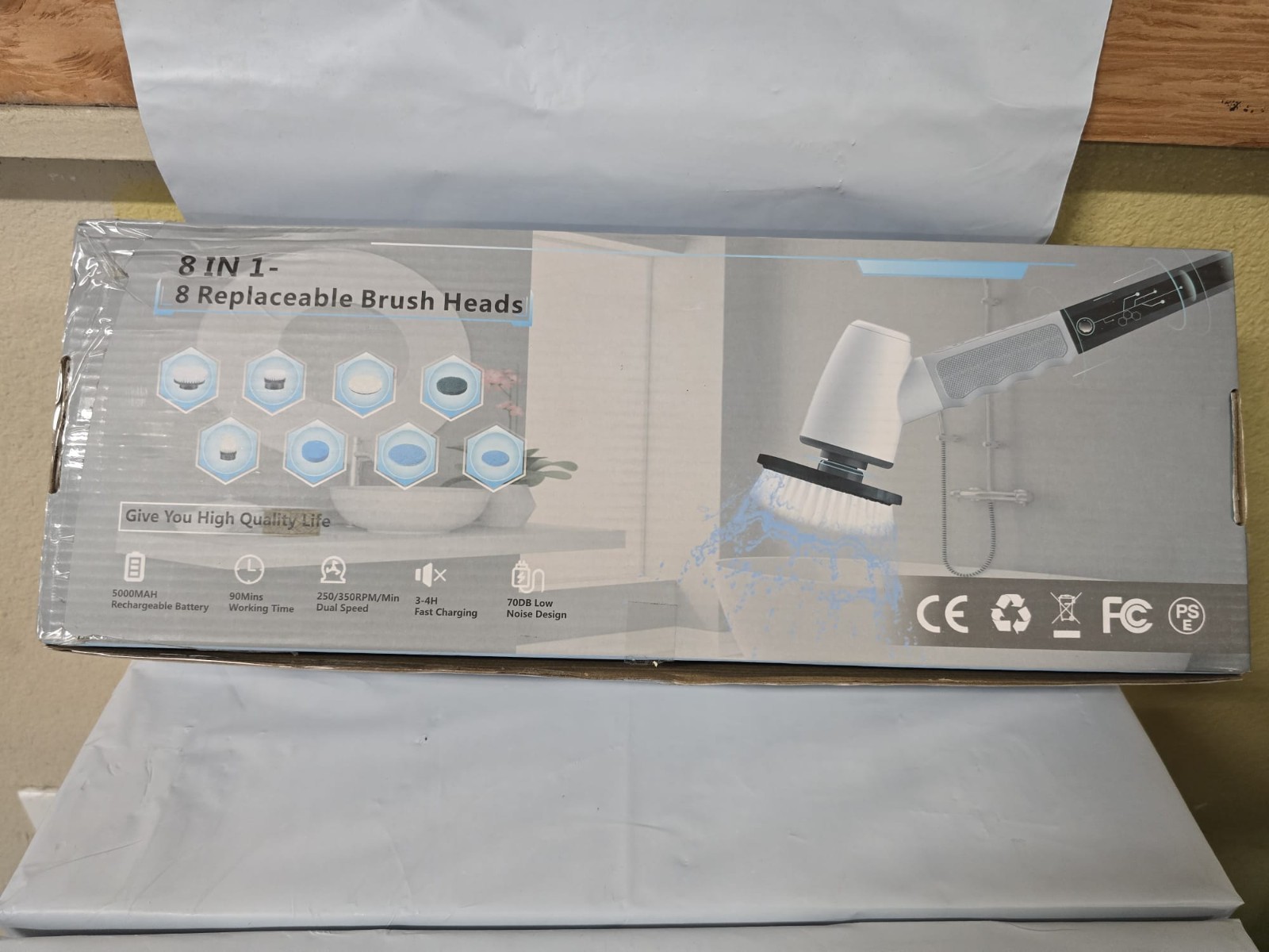 8 IN 1 Electric Spin Scrubber Cordless Power Cleaning Brush Rechargeable Cleaner
