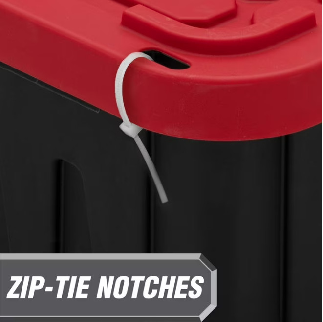 4 Pack Hyper Tough 12 Gal Heavy Duty Storage Bins Snap Lid Black & Red