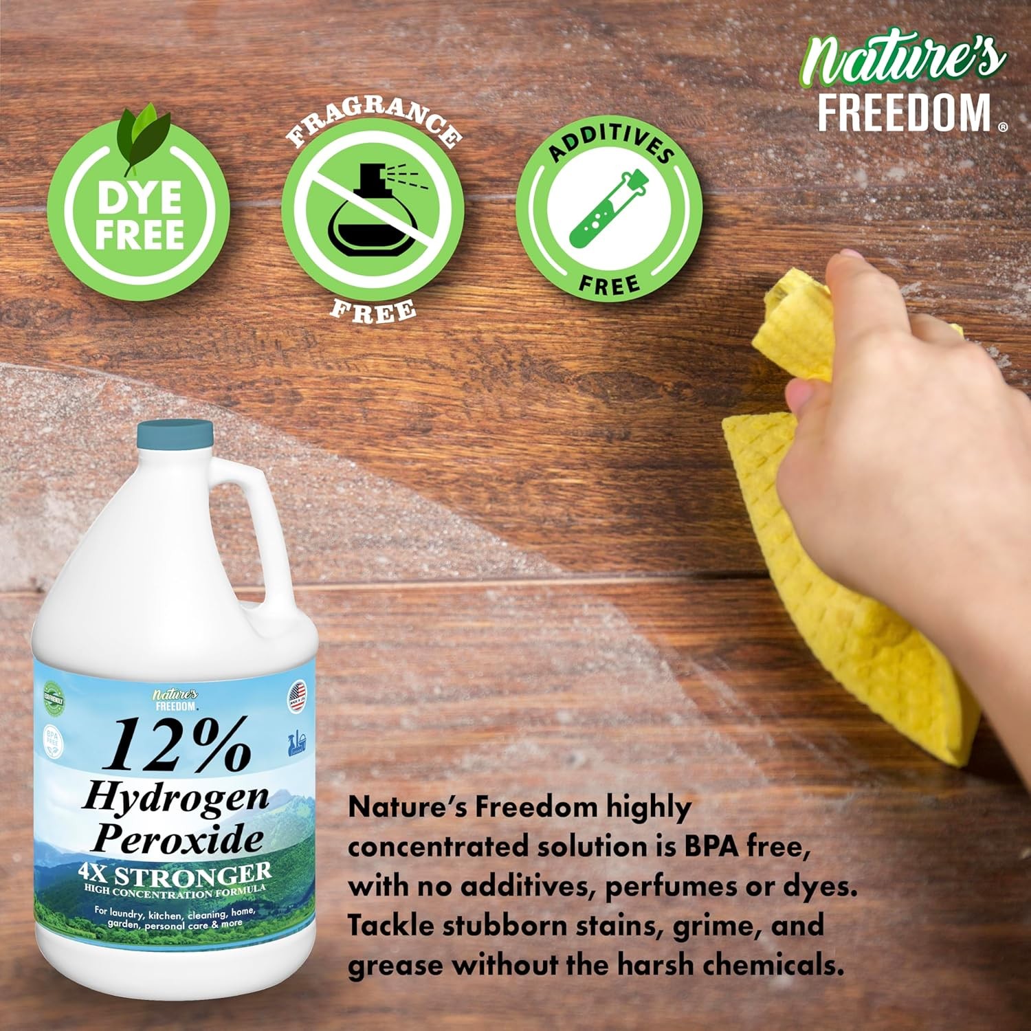 Freedom Hydrogen Peroxide 12%,4 Gallons, Purified Water and Food Grade H2O2 Only