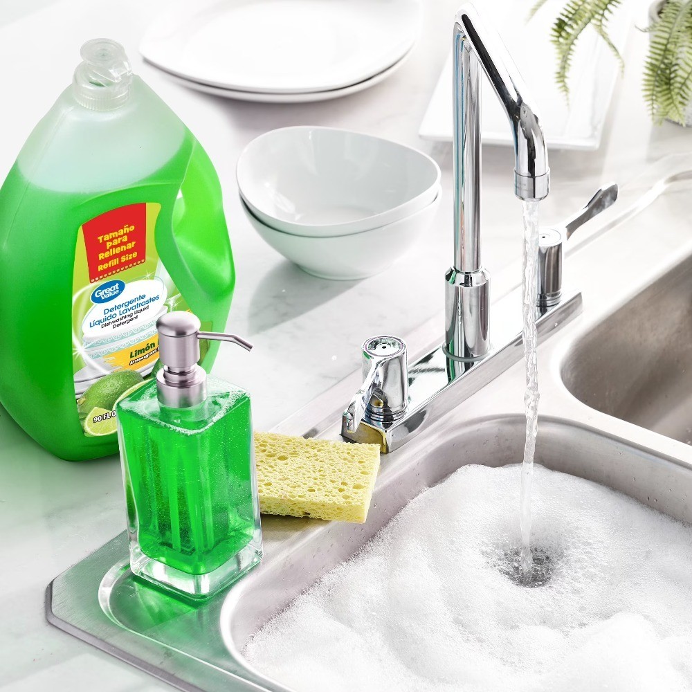 Lemon Lime Dishwashing Liquid Detergent, 90 fl oz, Concentrated Grease Cutting
