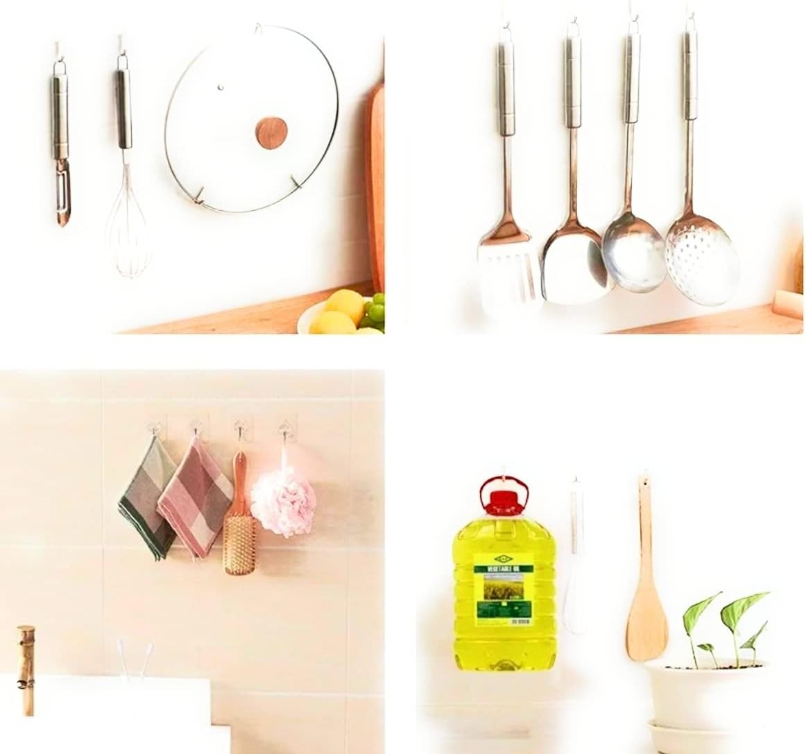 1~500 PCS Stainless Steel Adhesive Sticky Hooks Heavy Duty Wall Hook Hangers lot