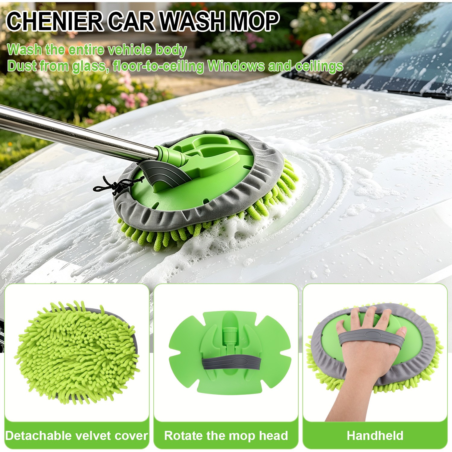 62″ Car Wash Brush with Long Handle, 12PCS for Car RV Truck Boat Wash