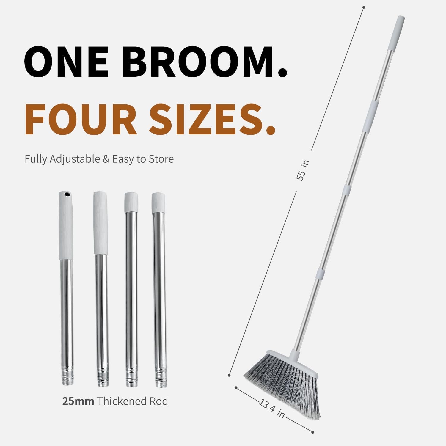 Broom, Outdoor Brooms for Sweeping Indoor, Adjustable 55″ Pet Hair Removal Heavy
