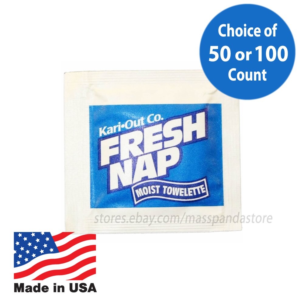 Kari-Out Moist Towelettes/Fresh Nap/Wet Wipes Individually Wrapped Lemon-scented