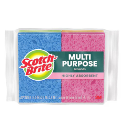 ocelo Multi-Purpose Cellulose Sponge 4 -Pack No-Scratch Cleaning Kitchen Sponges