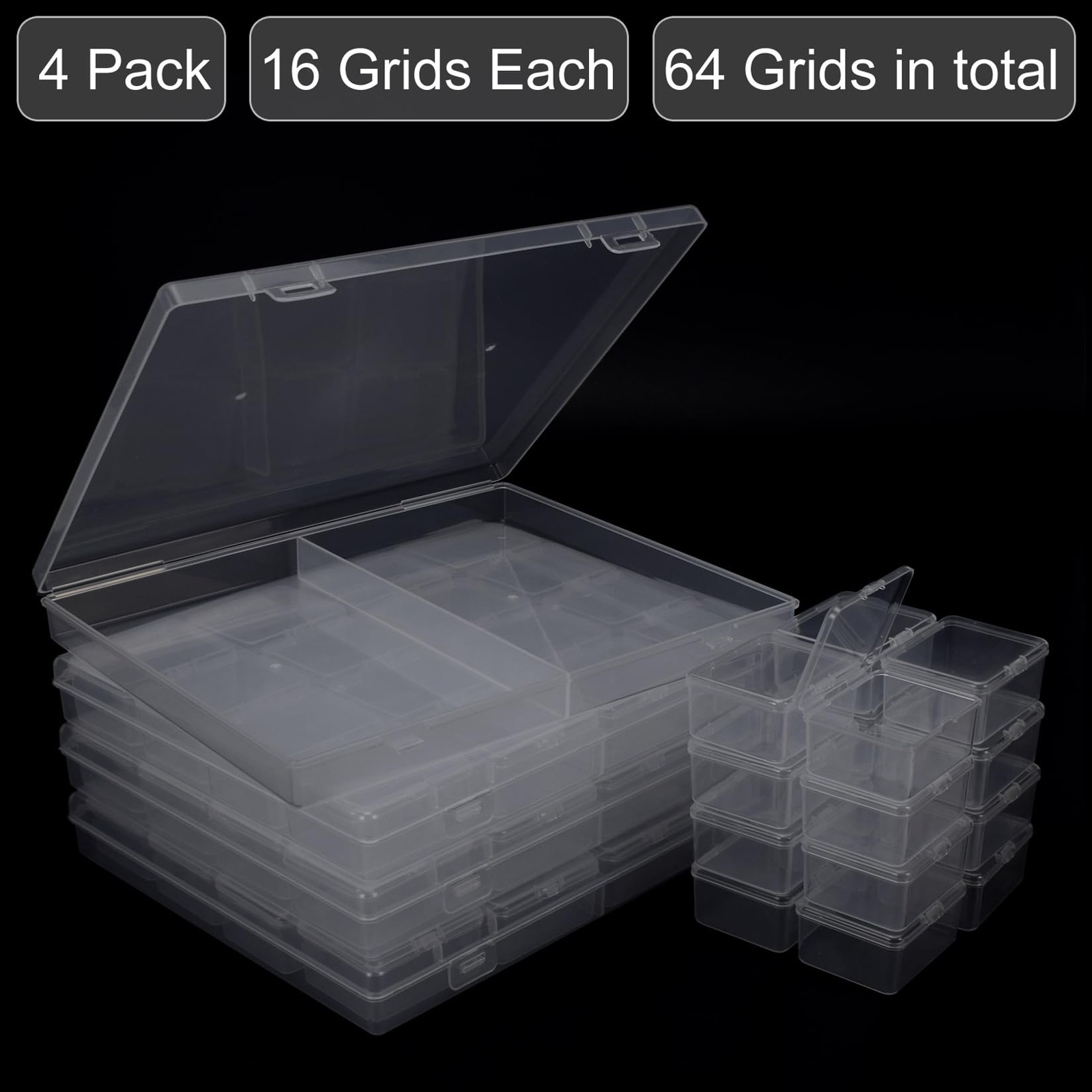 ZIIYAN Bead Storage Containers – 8.3 x 1.65 x 1.1 inches, Transparent 4 Pack