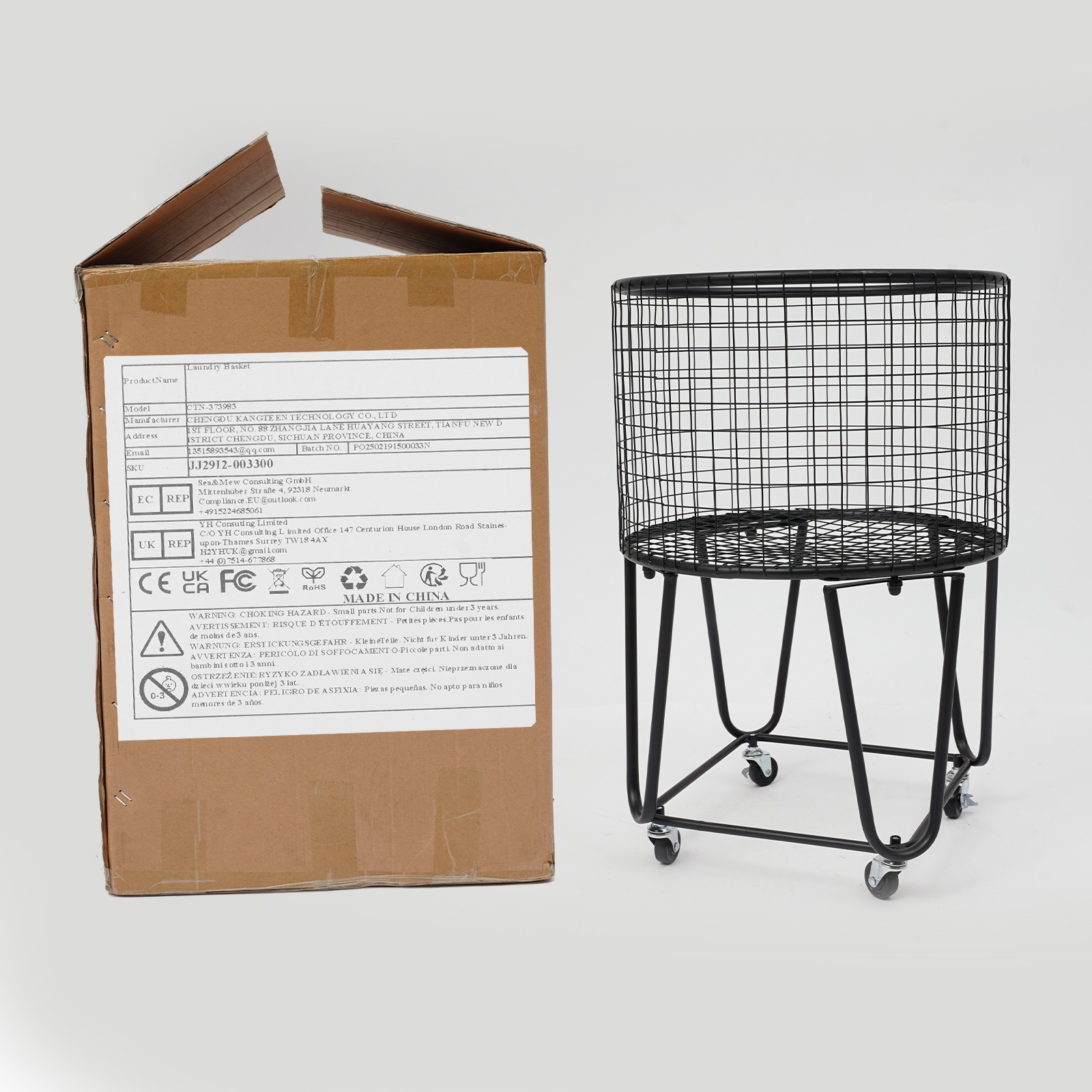 Modern Metal Laundry Basket Clothes Hamper Bathroom Bedroom Rolling Storage Cart