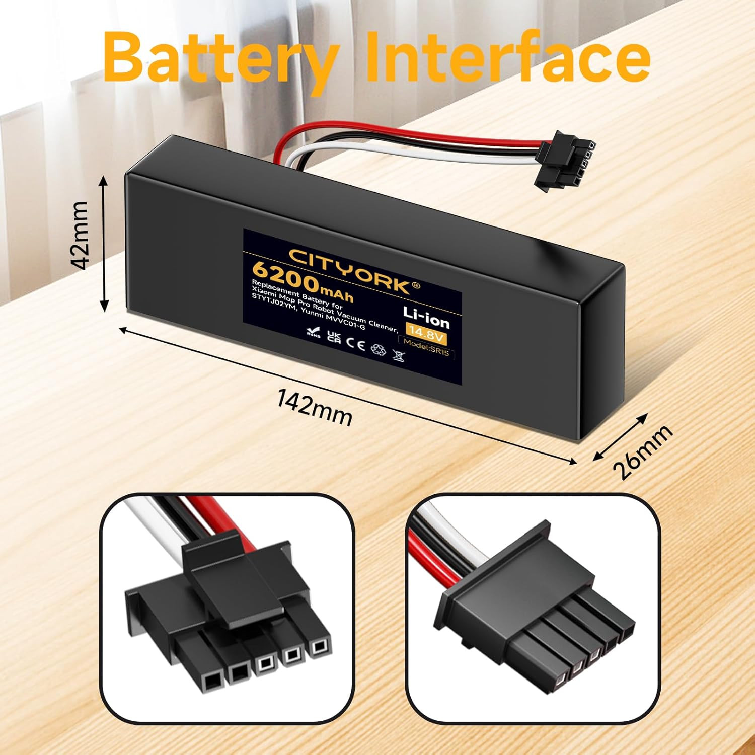 Replacement Battery for Wyze Robot WVCR200S Vacuum, for Xiaomi STYTJ02YM, Xiaomi