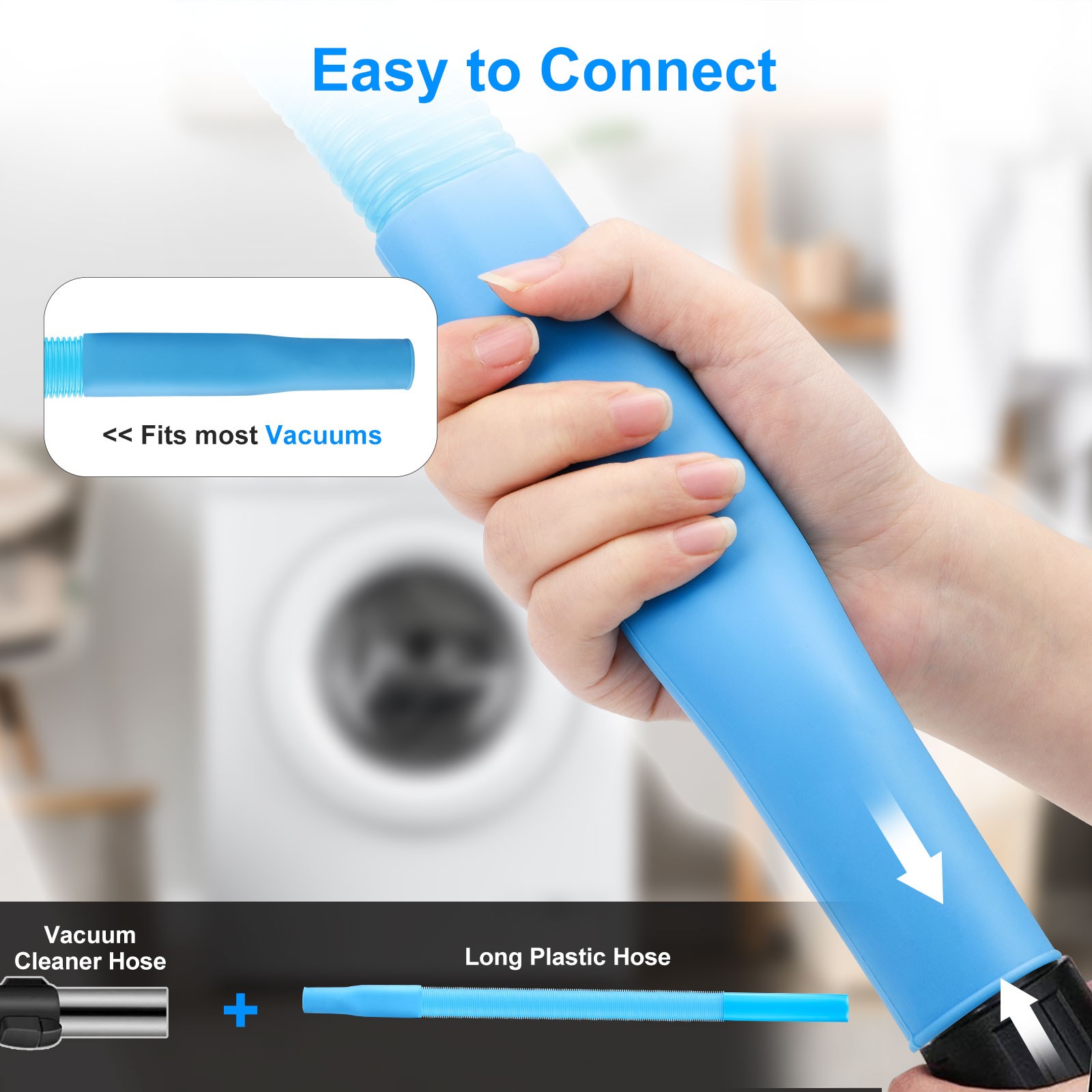 Vacuum Hose Attachment for Dryer Vent Cleaning Pet Hair Lint Remover Washer 38in