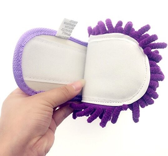 Washable Detachable Chenille Mop Slippers, Floor-Cleaning 5.5-8.5 Purple