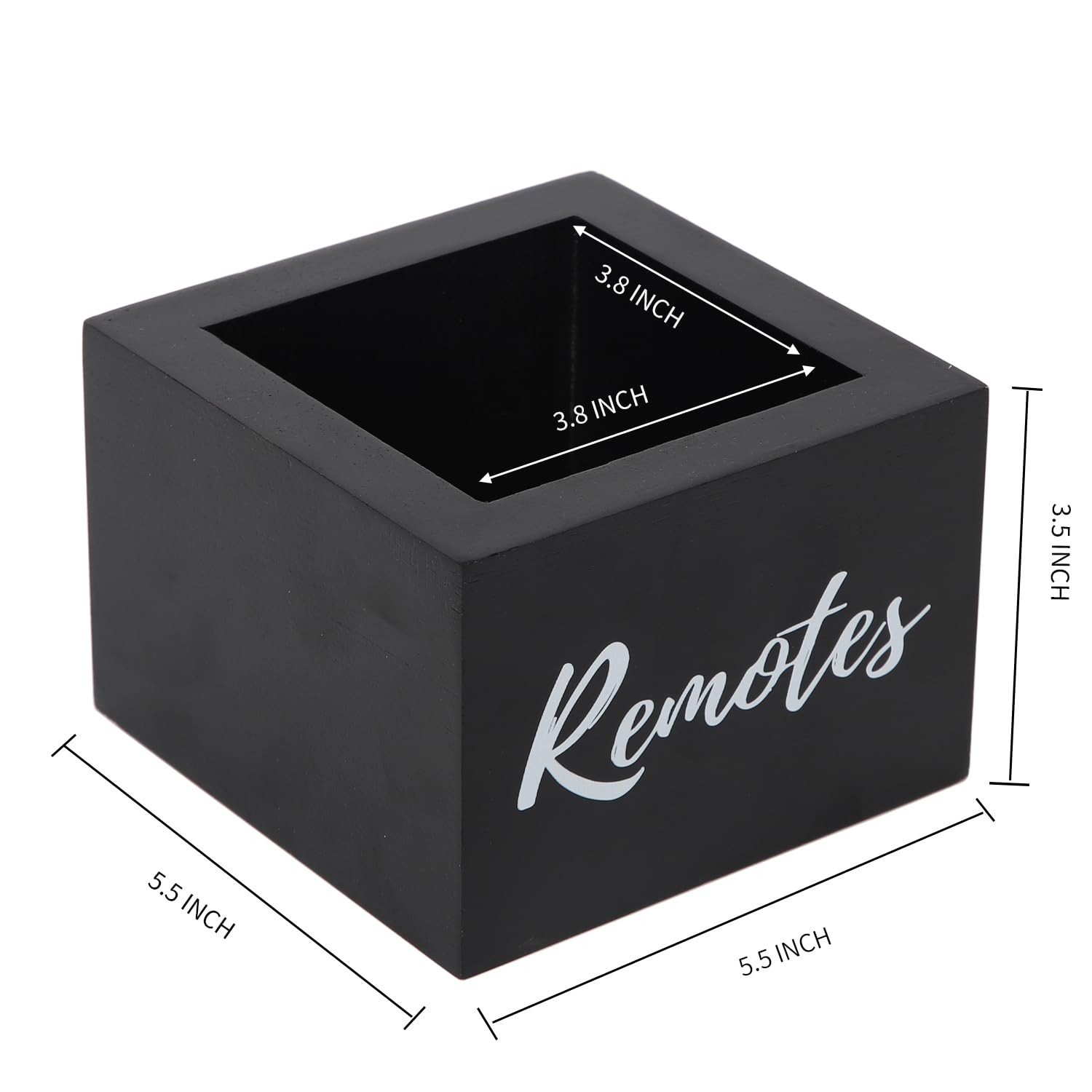 Black Wooden TV Remote Control Holder Desk Table Storage Organizer Caddy Box