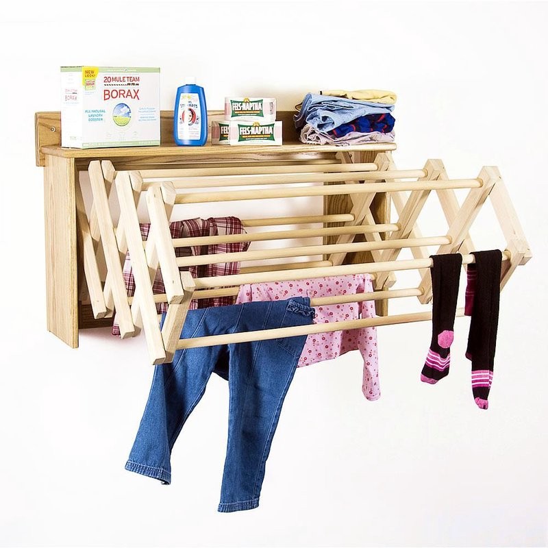 Lehman’s Accordion Clothes Drying Rack and Shelf, Amish Made Wooden
