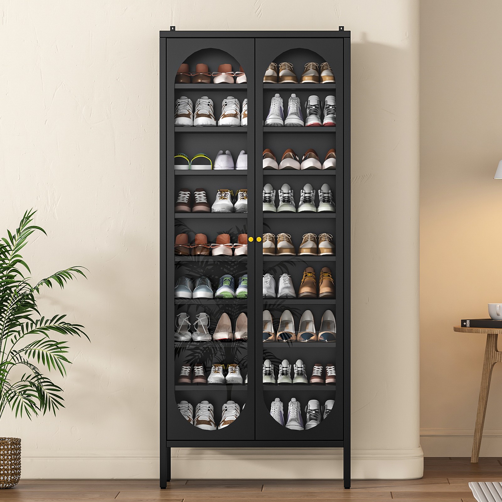 9-Tier Shoe Organizer Cabinet 67″ Steel Frame Shoe Storage Rack Shelf Adjustable