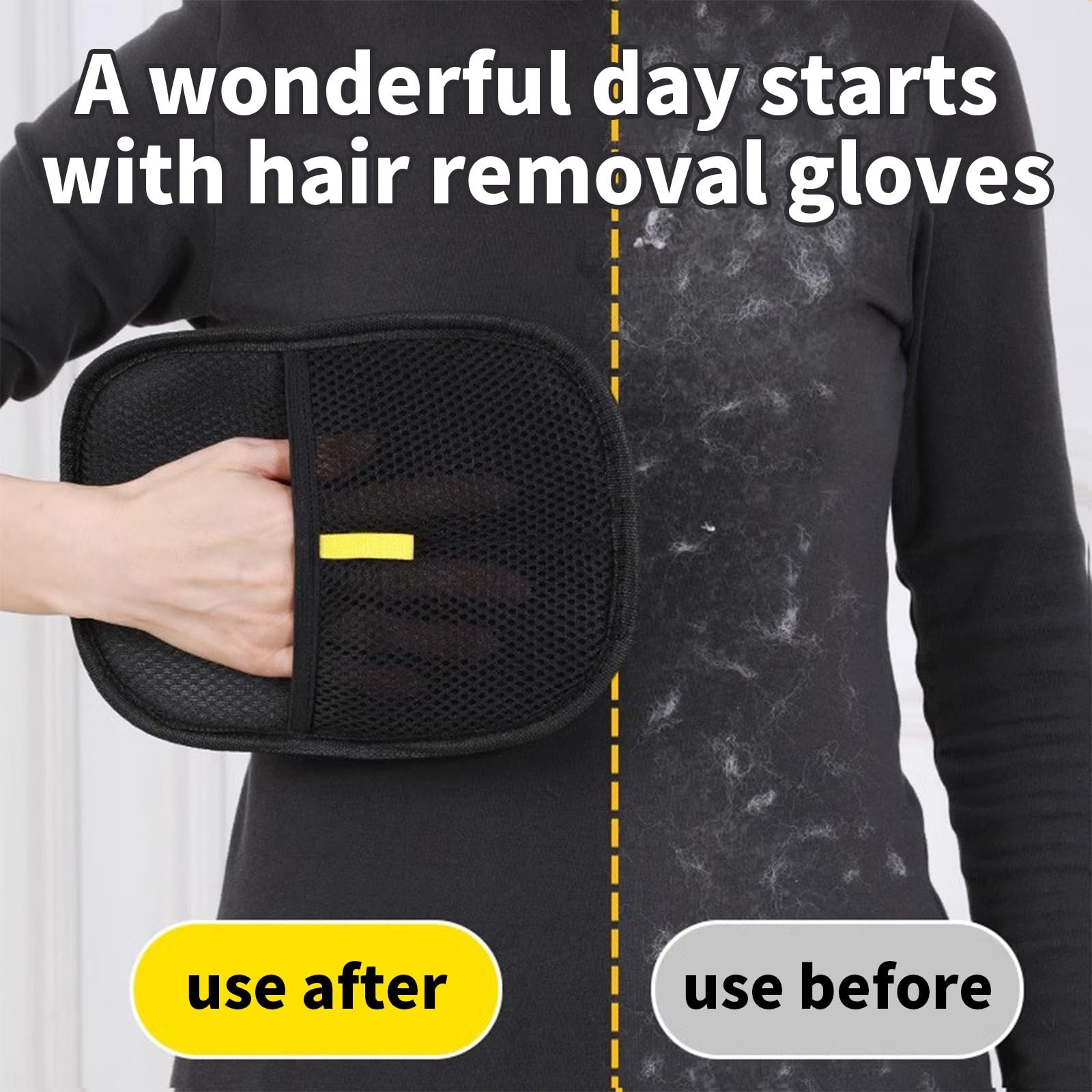 Apanbar 2 Pcs Yomi pet Hair Remover Glove,pet Removal BLACK(2PACK)