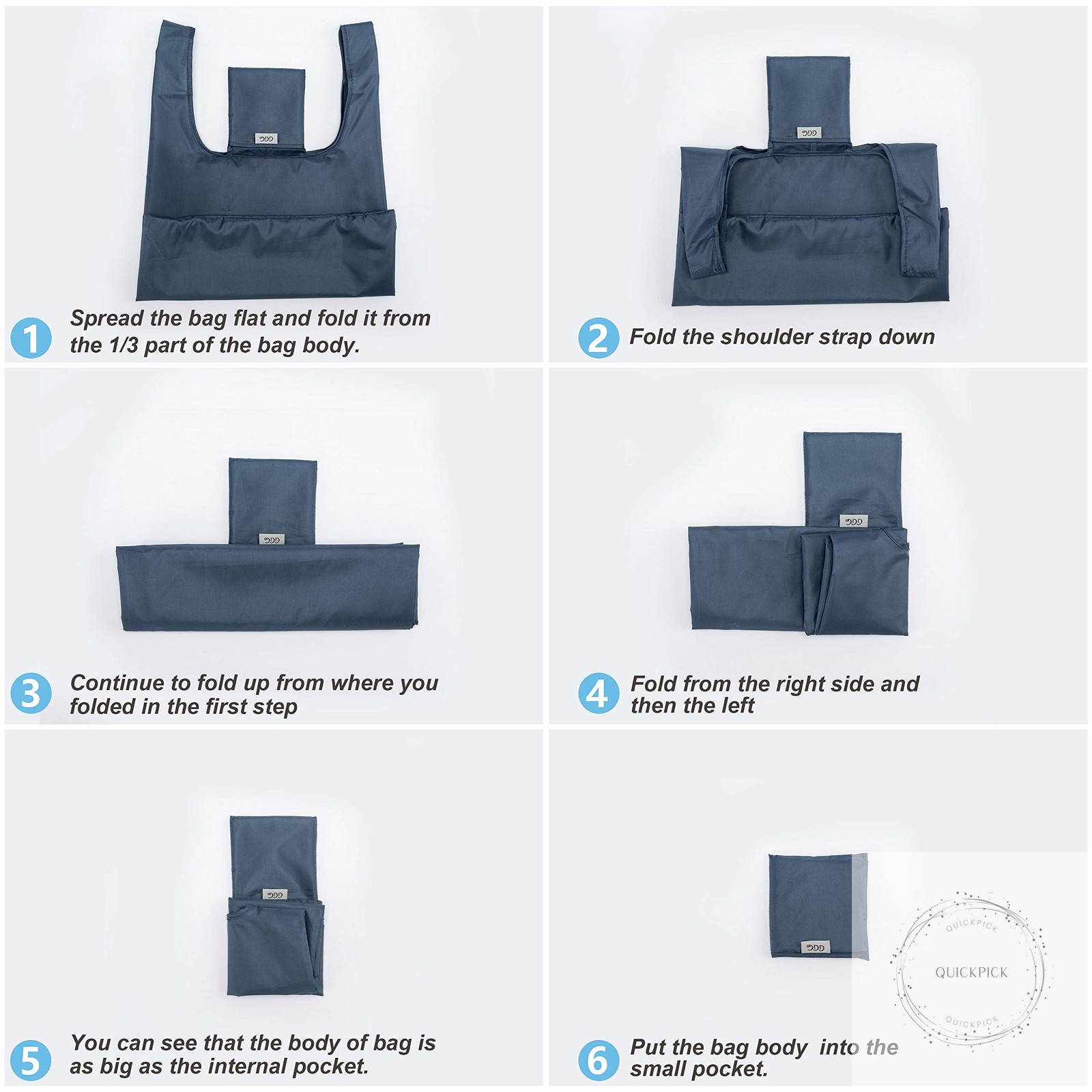 Large Reusable Bags Shopping Washable Foldable 6 Pack Grocery Bags Heavy Duty