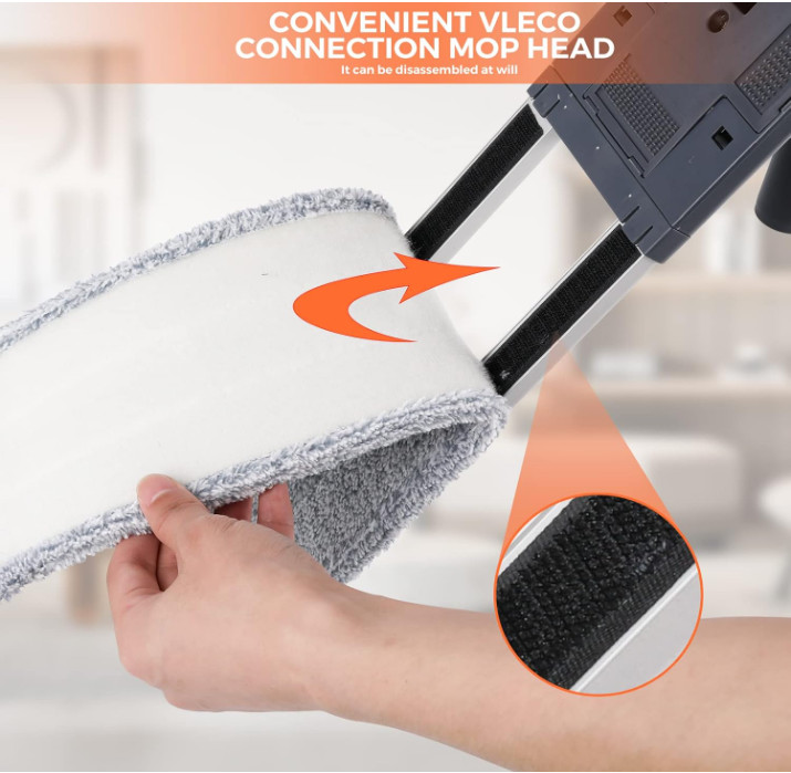 Mopa Plana Microfibra Resistente 36″, Mango Ajustable y 4 Almohadillas Lavables