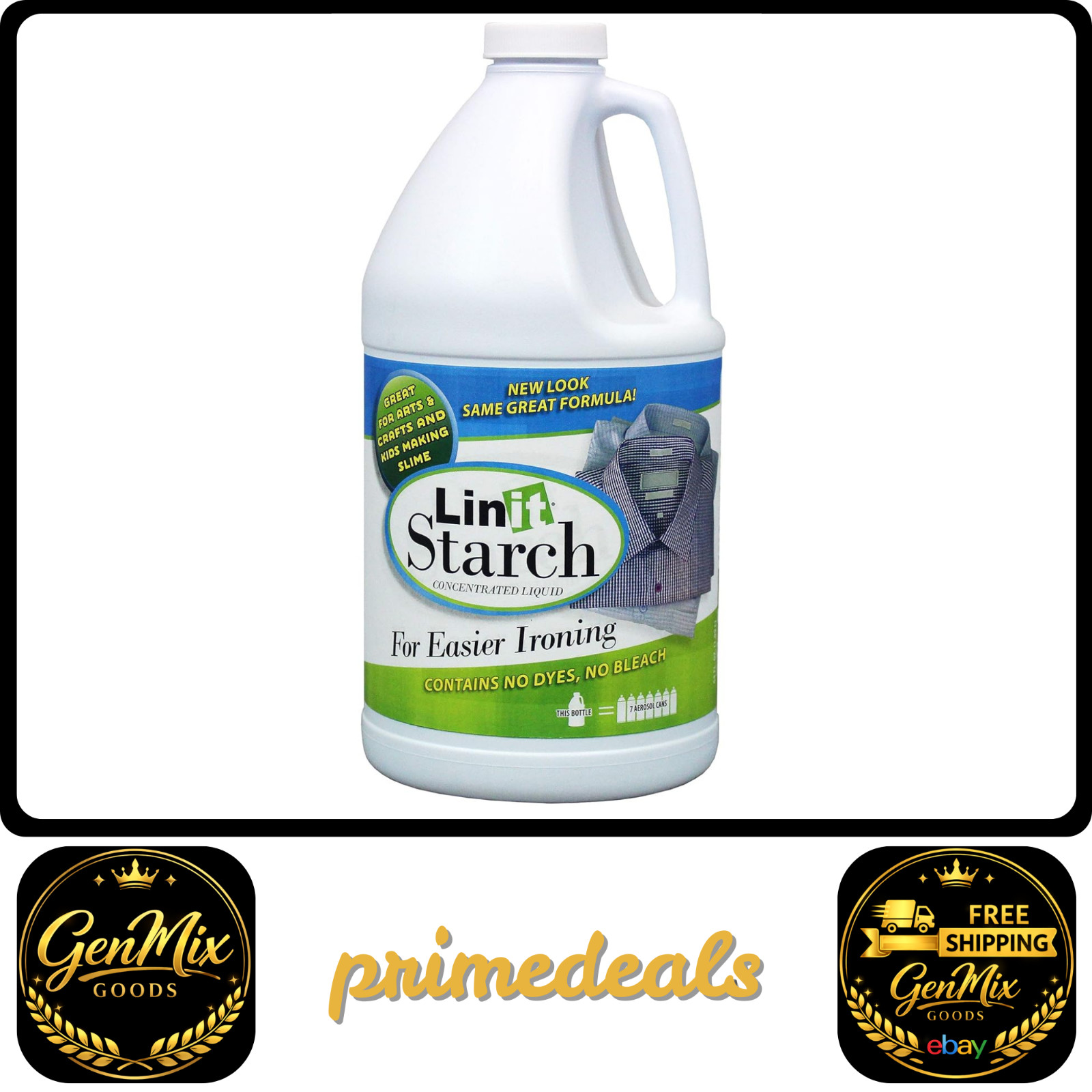 Linit Starch No Dyes No Bleach Concentrated Liquid For Easier Ironing, 64 Fl Oz