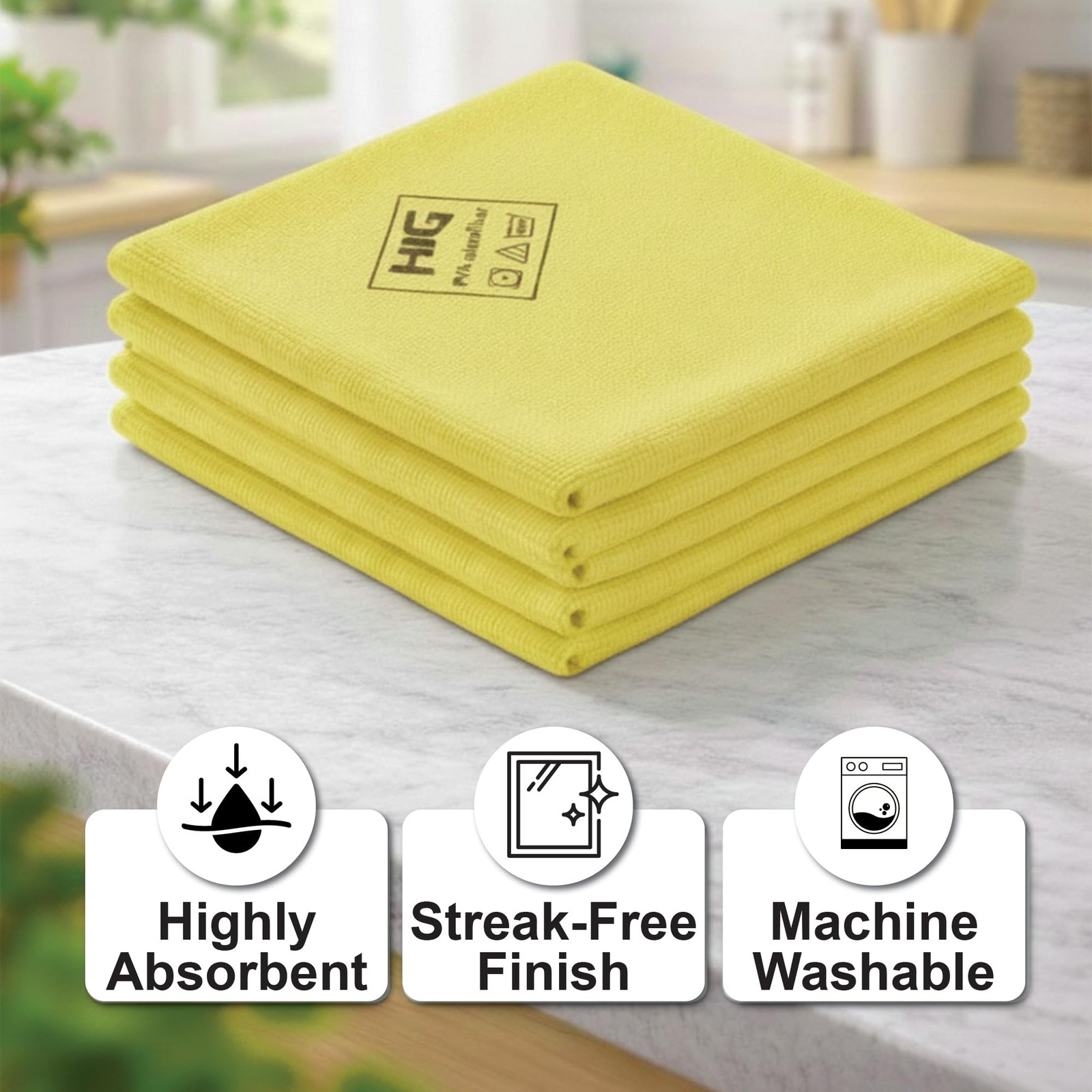 PVA Microfiber Cleaning Towels, Streak Free Shine, Ultra Absorbent, 5 Pack