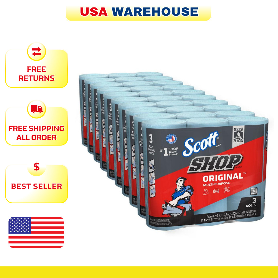 NEW Ultra-Strong Blue Shop Towels – 1-Ply 9×11 Cleaning Wipes (30 Rolls Total)