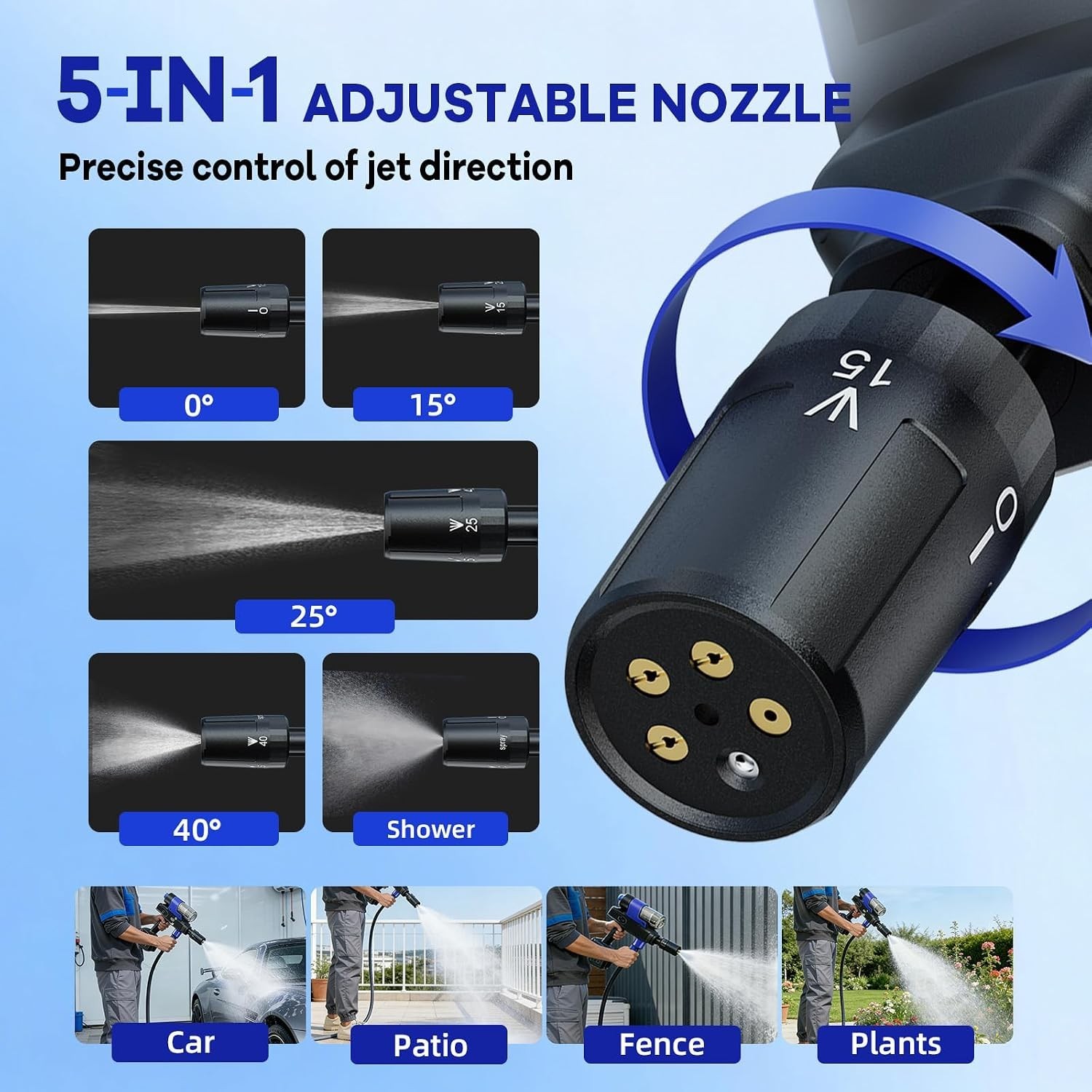 Cordless Portable Handheld Multifunctional Cleaning Tool, 5-in-1 Nozzle Lightwei