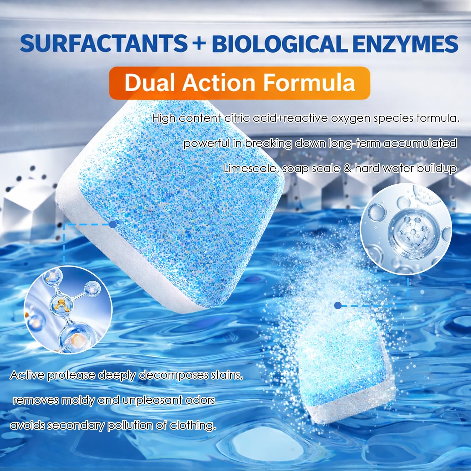 Washing Machine Cleaner Tablets 24 Pack Enzyme Deep Clean Front Load Washer