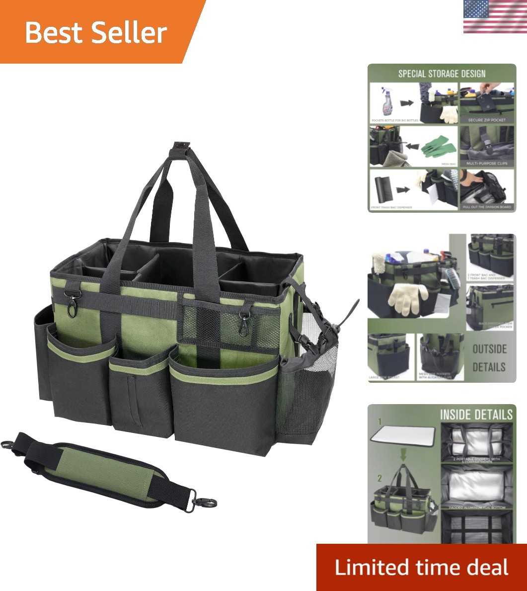 Wearable Cleaning Caddy Organizer with Handle & Shoulder Straps for Housekeep…