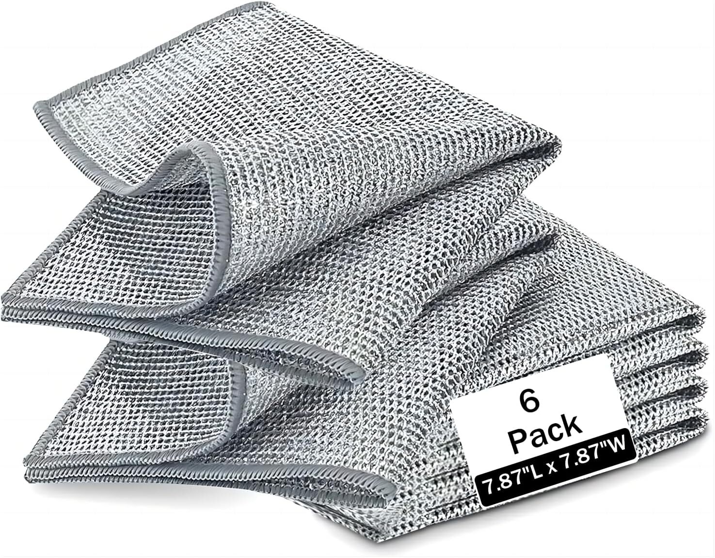 6PCS Wire Dishwashing Rags for Wet and Dry, Multipurpose Wire Dishwashing Rag