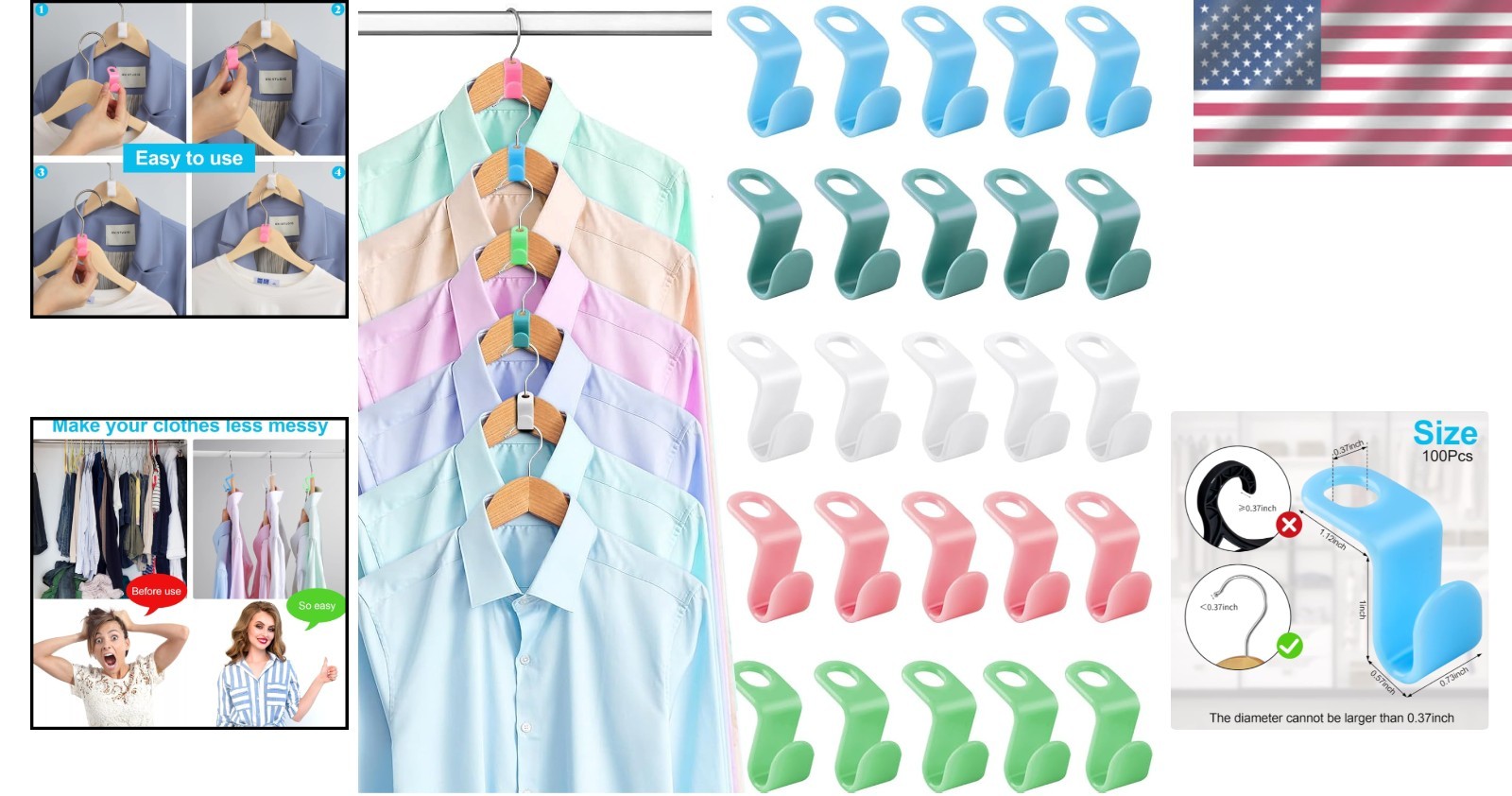 Versatile 100 PCS Hook Shaped Hanger Connectors – Space Efficiency Guaranteed
