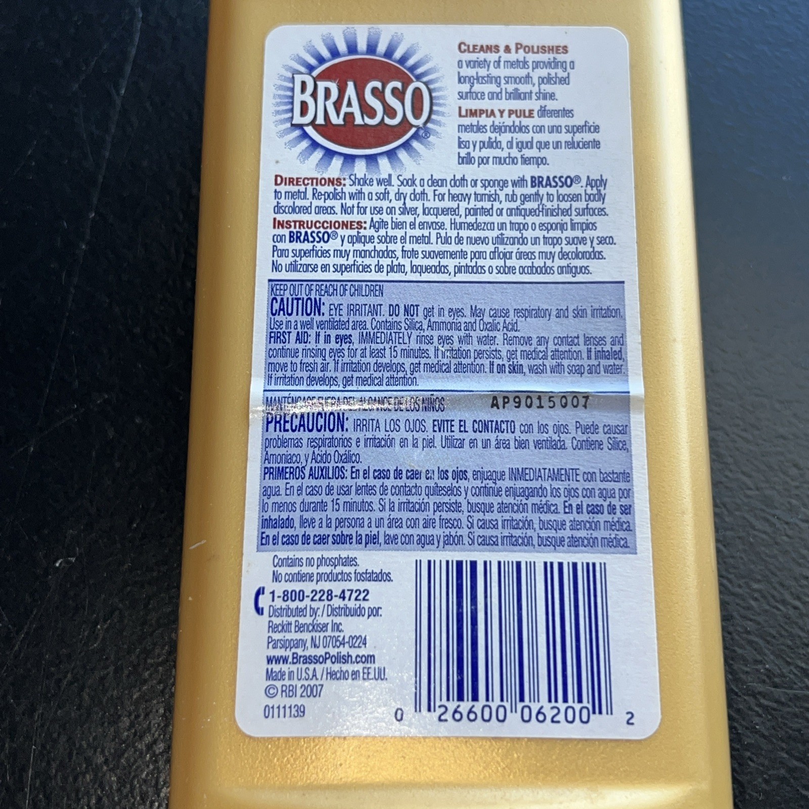 BRASSO Metal Polish Cleaner Brass Copper Stainless Chrome Aluminum 75% Full 2007