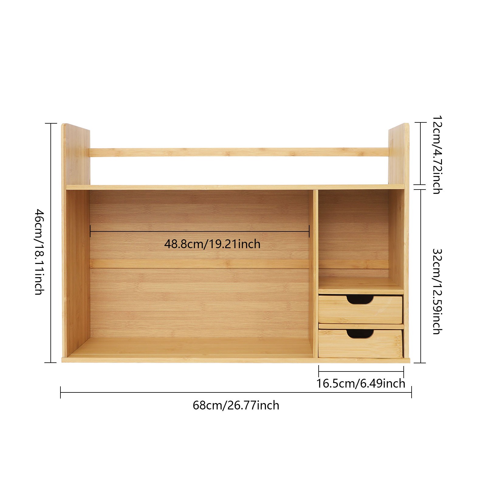 Small Desktop Bookshelf for Students Minimalist Office Desk Bookshelf 68*46cm US