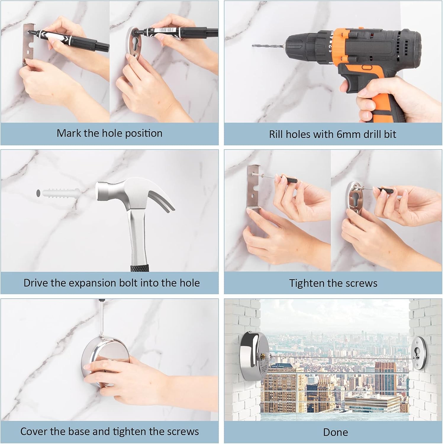 Retractable Clothesline 9Ft 304 Stainless Steel Heavy Duty Indoor Outdoor