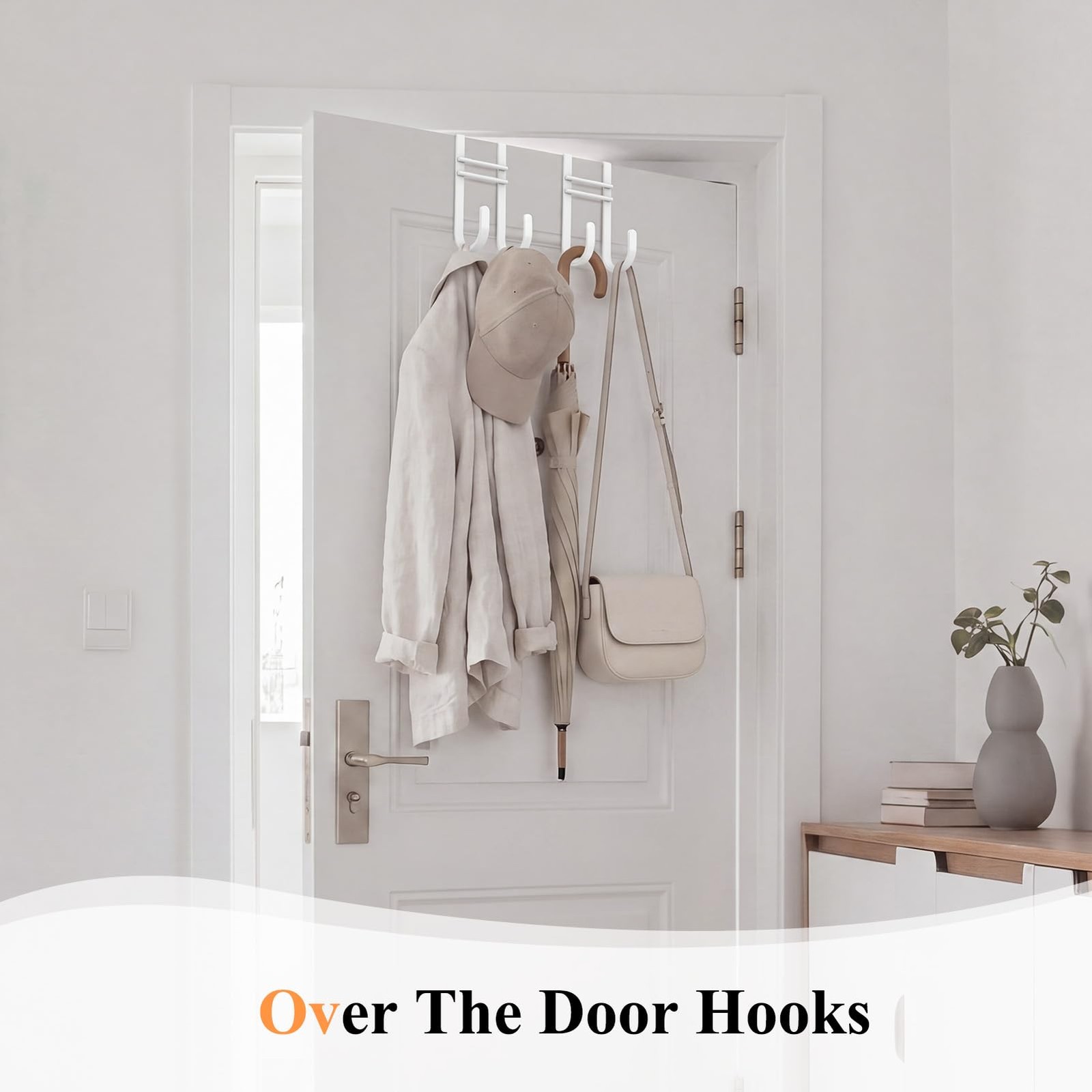 Over the Door Hooks, No Assembly Required 2 PCS Double Hanger Heavy Duty Meta…