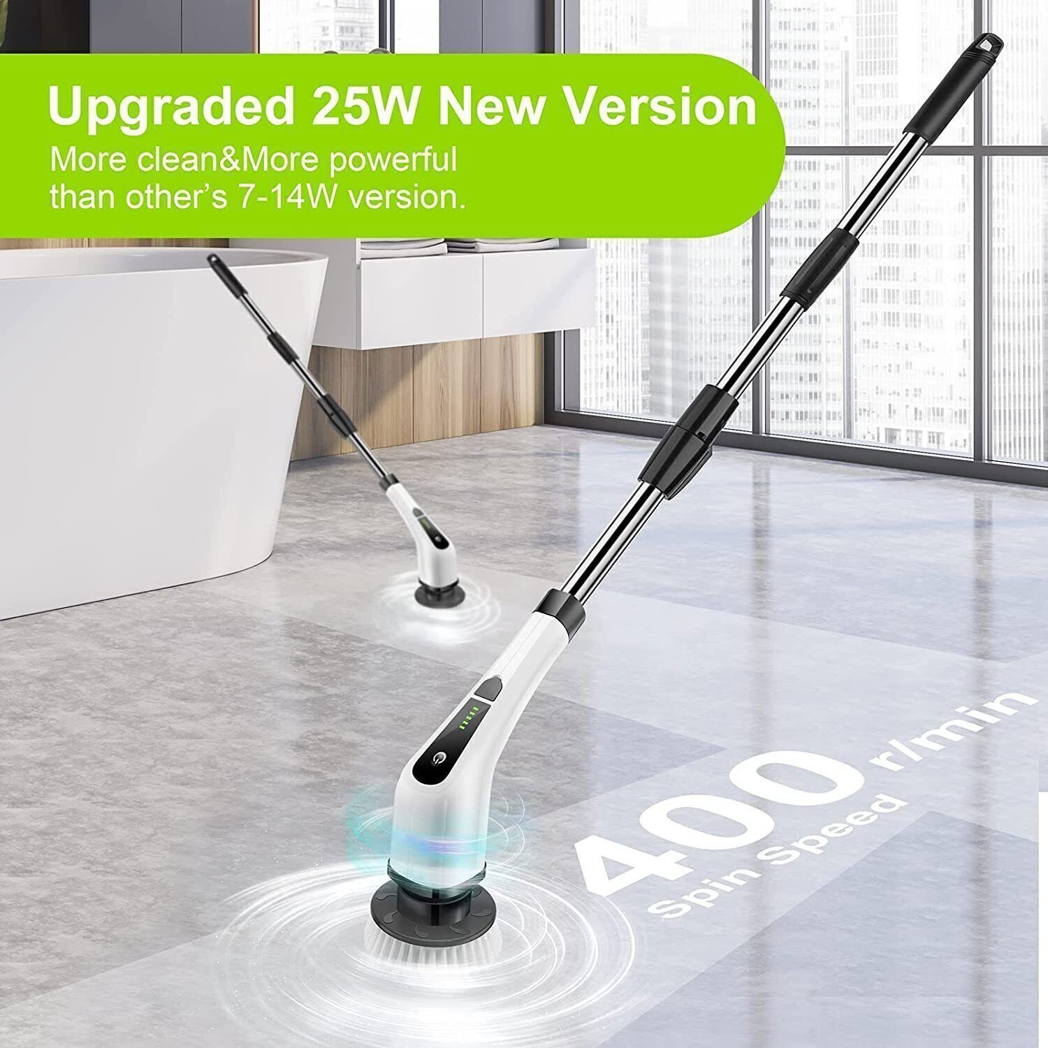 7 Heads Electric Spin Scrubber Cordless Bathtub Power Scrubber Rechargeable US
