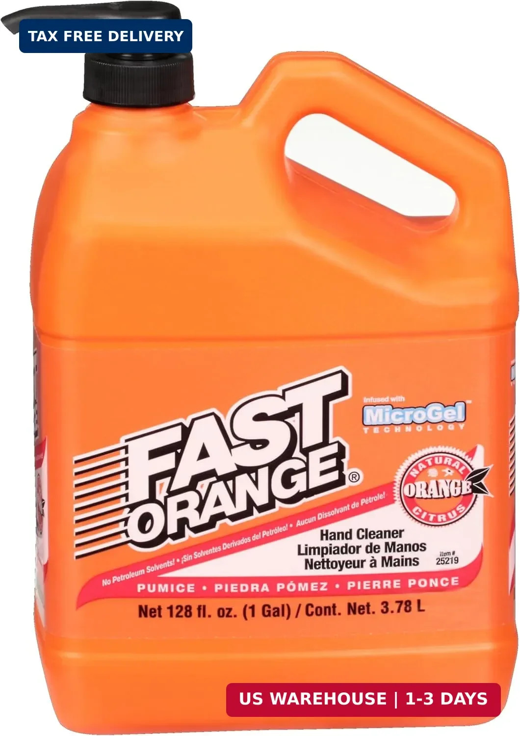 Fast Orange 25219 Pumice Lotion, Heavy Duty Hand Cleaner, Natural Citrus Scent,