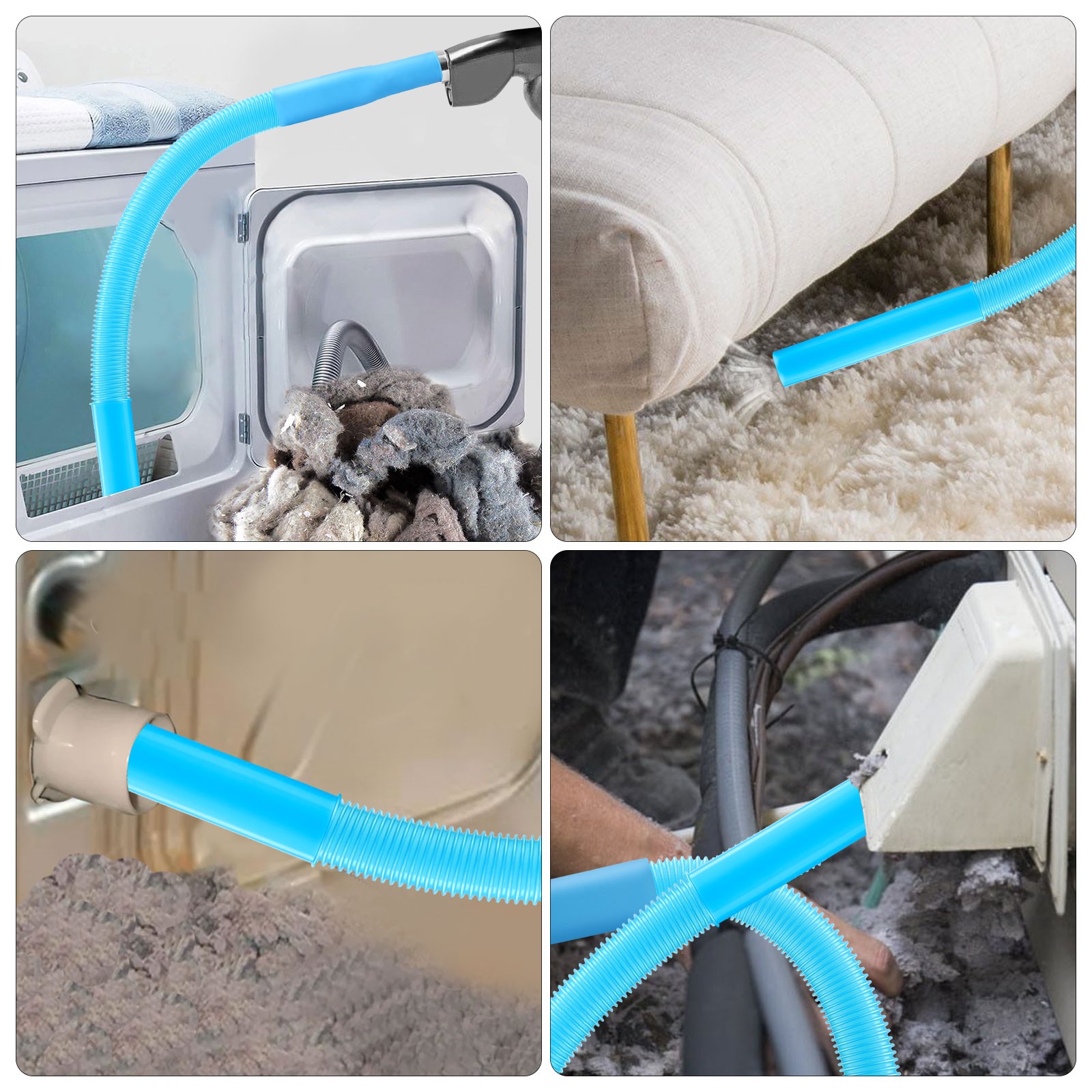 Universal Dryer Vent Cleaner Hose Attachment 38in Flexible Vacuum Lint Removal