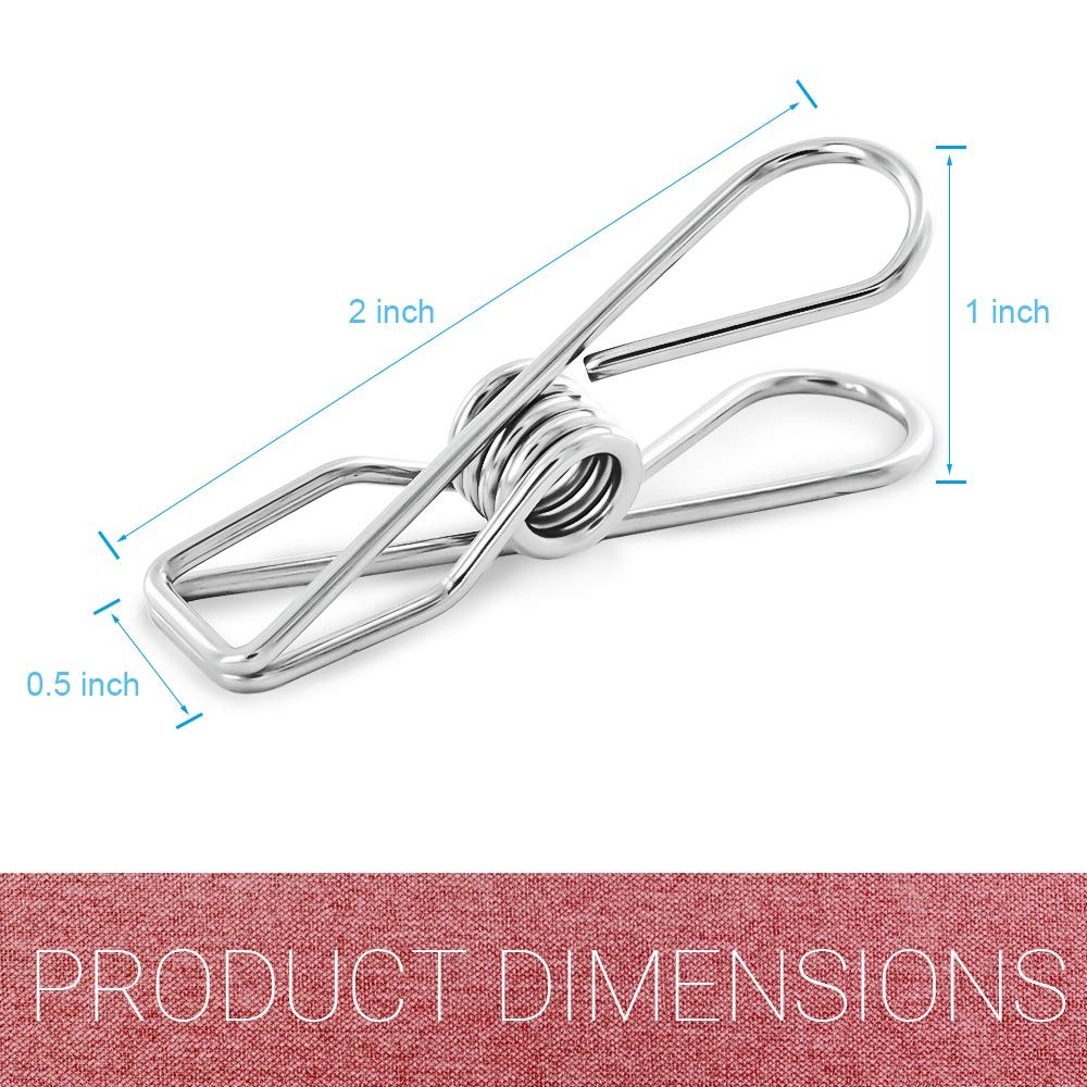 40 Pack Extra Large Clothes Pins Heavy Duty, Stainless Steel Clothes Pin
