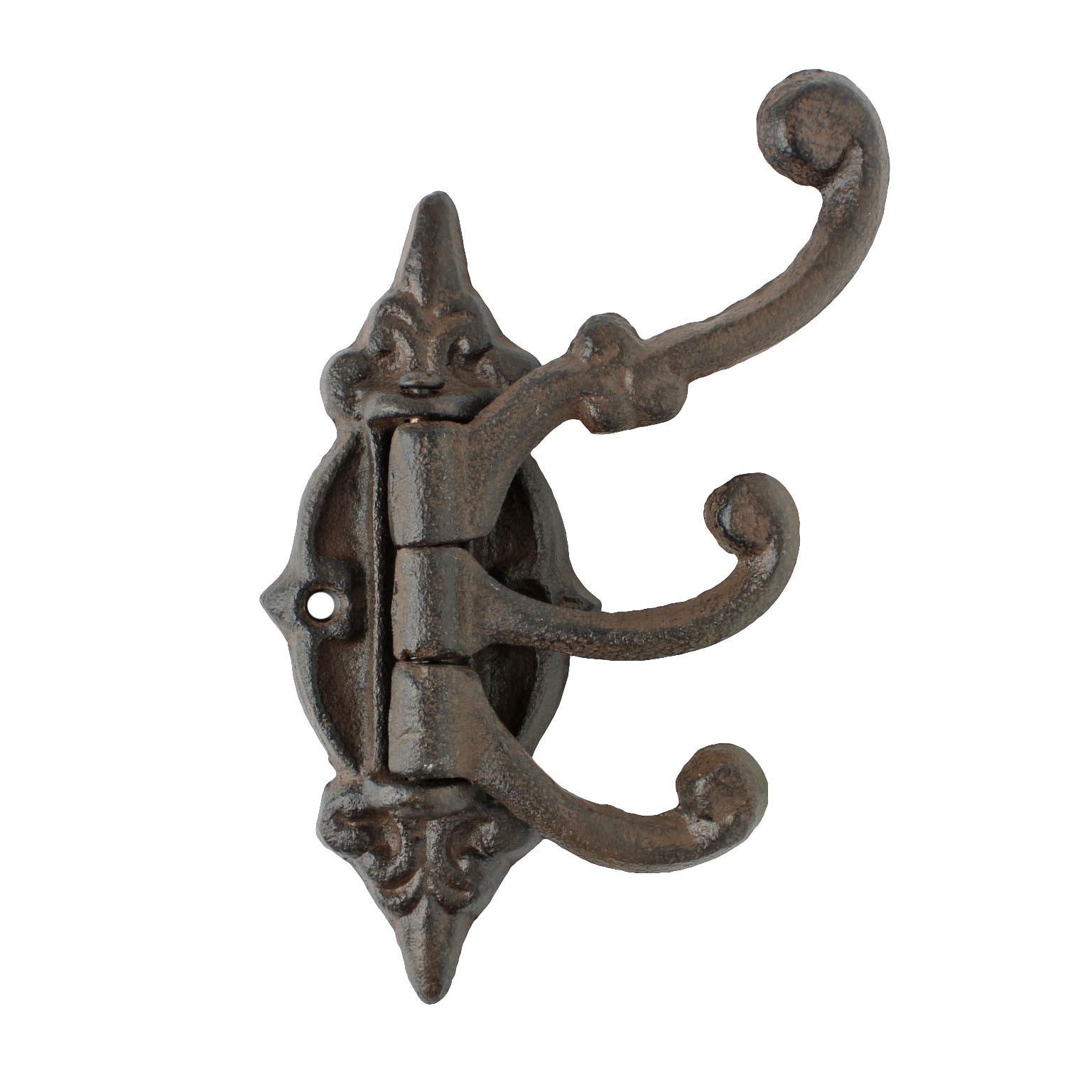 Rustic Swivel Hook Fleur De Lis Cast Iron Coat Hat Purse Towel Hanger Victorian