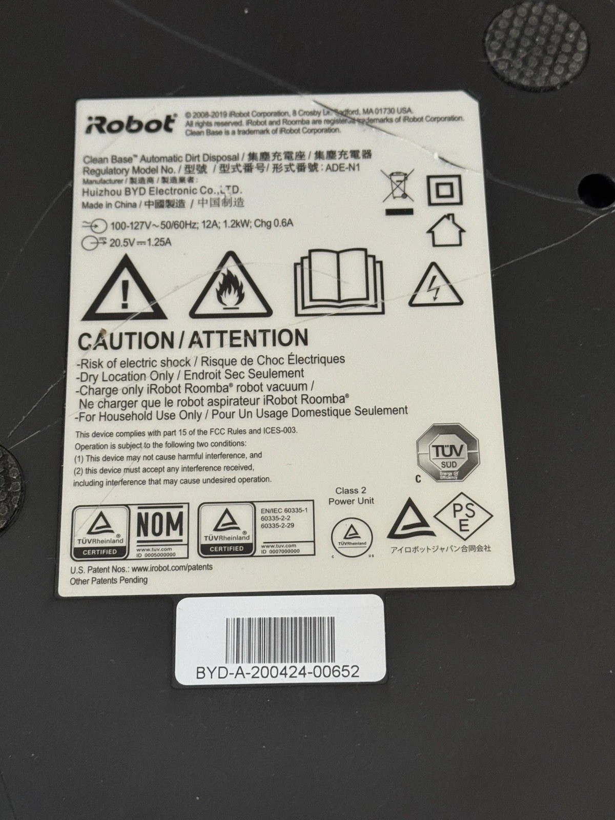 For PARTS/REPAIR Or CHARGING Only iRobot Roomba ADE-N1 Dock/Clean Base iSeries