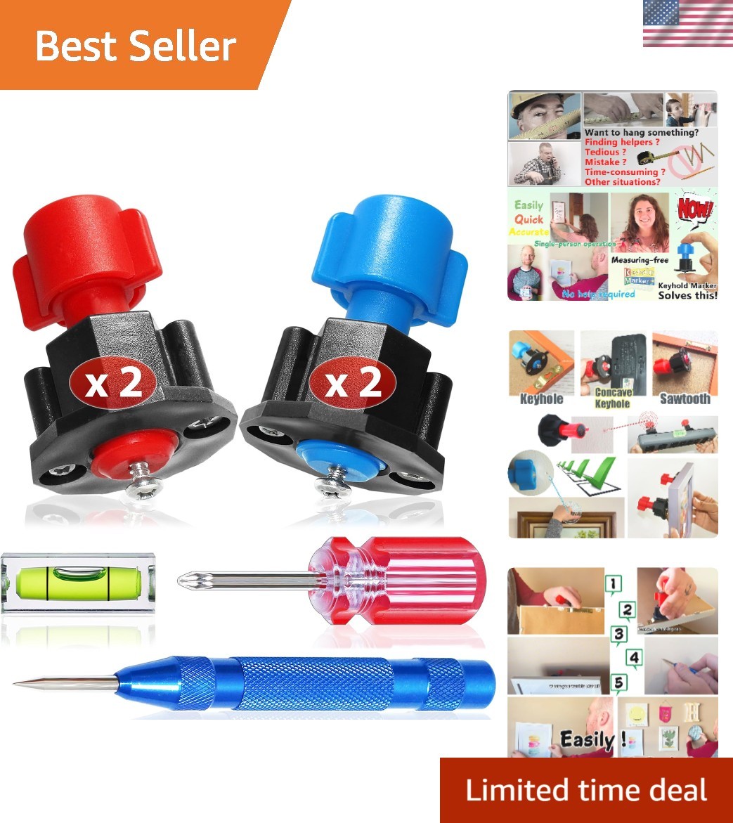 Versatile Wall Hanging Kit with Tools for Keyhole & Sawtooth Frames – 10 lbs Max