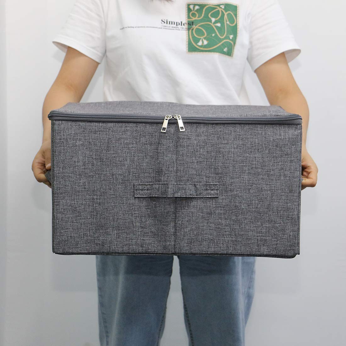 3 PCS Foldable Storage Baskets 17.7×13.8×9.8 Inch Stackable Bins Dark Gray